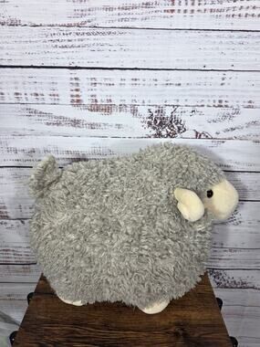 HugFun Large Sheep Lamb Plush Pillow Gray Cream Stuffed Animal Soft Sherpa